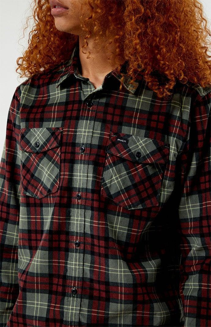 RVCA Mens Freeman Cord Plaid Long Sleeve Shirt Product Image