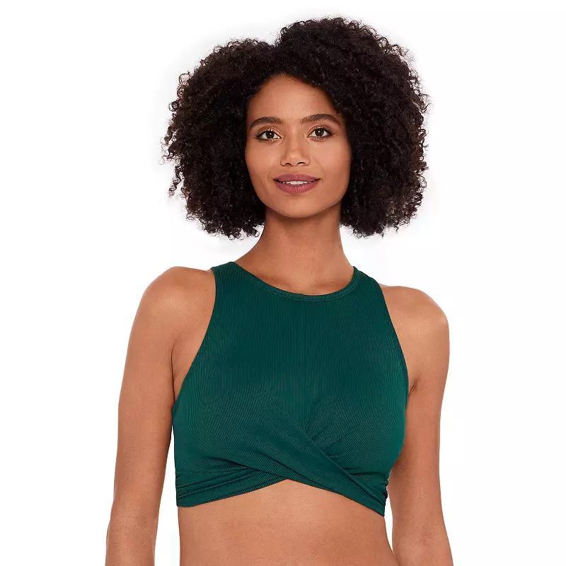 Women's Eco Beach Criss Cross Highneck Hook Back Bikini Top, Size: Large, Purple Punch Product Image
