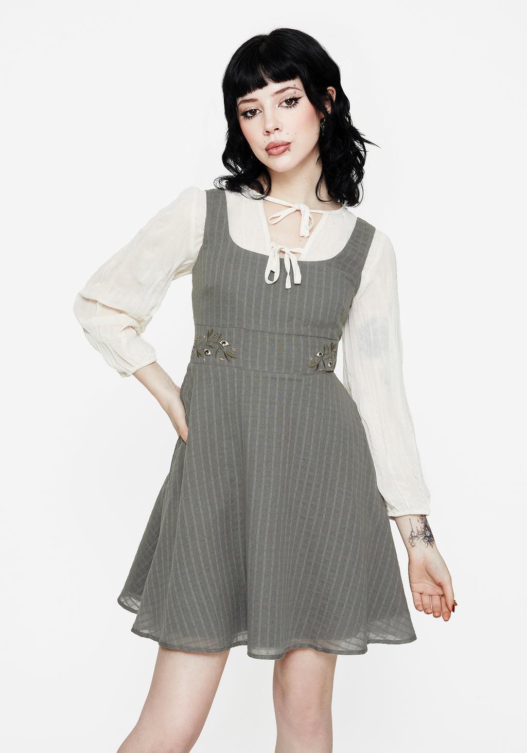 Koax Cotton Embroidered Pinafore Mini Dress Product Image