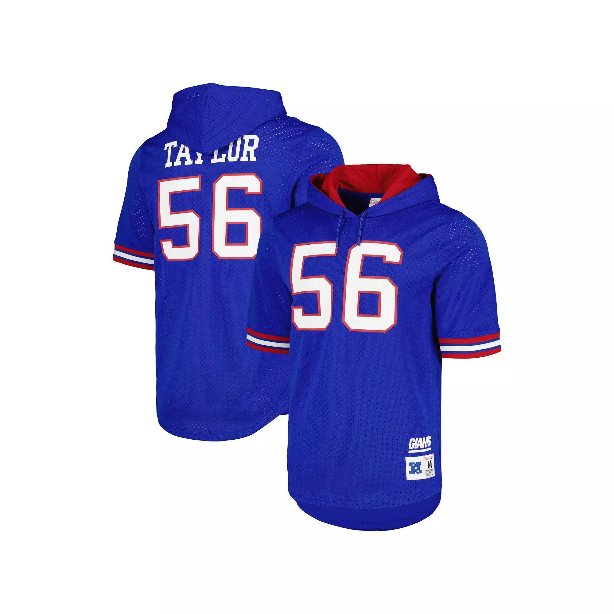 Mens Mitchell & Ness Lawrence Taylor Royal New York Giants Retired Player Name & Number Mesh Hoodie T-Shirt Product Image