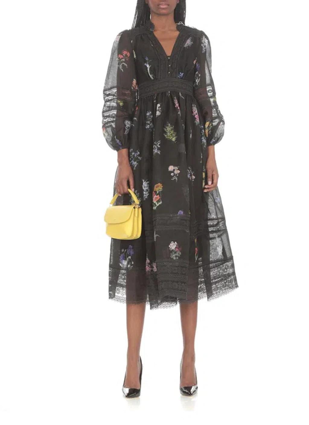 ZIMMERMANN Natura Lace Midi Dress In Black Product Image