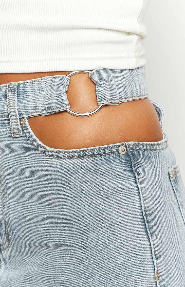 Blue Blaze Mid Wash Denim Cut Out Jeans Product Image