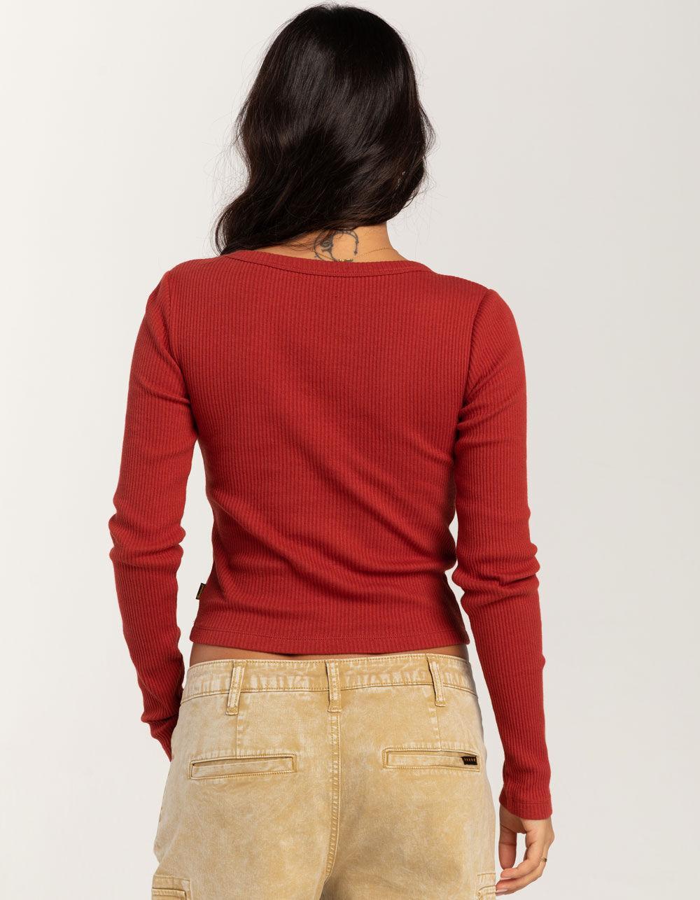 FIVESTAR GENERAL CO. Rib Knit Womens Long Sleeve Top - RED Product Image
