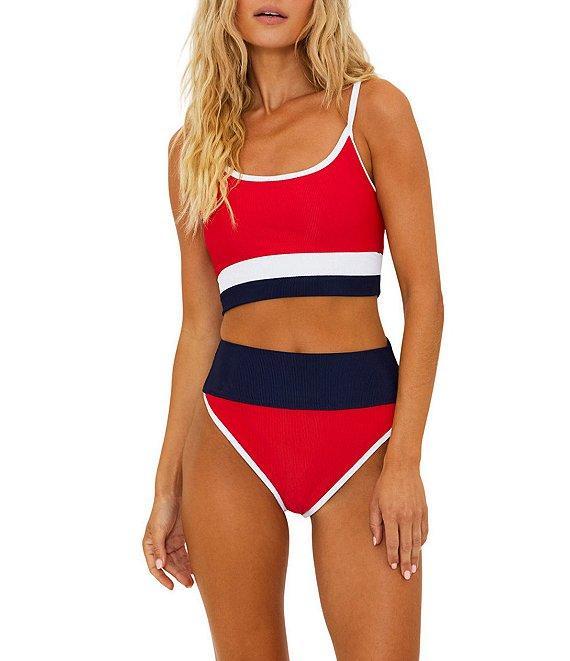 Beach Riot Emmy Ribbed Color Block Contrast Trim High Waisted Swim Bottom Product Image