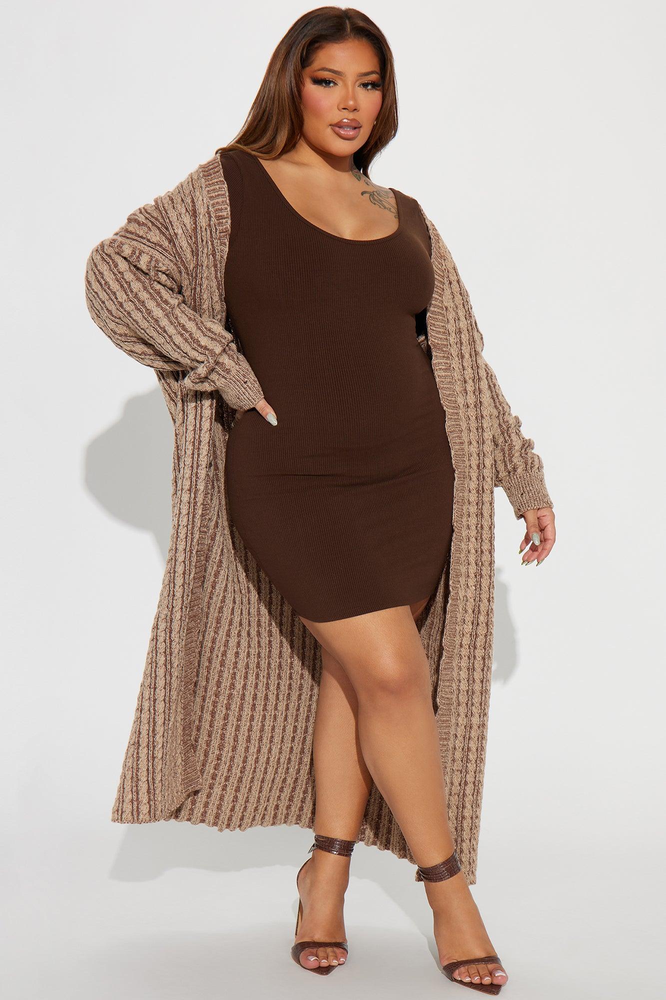 Street Chic Washed Long Cardigan - Mocha/combo Product Image
