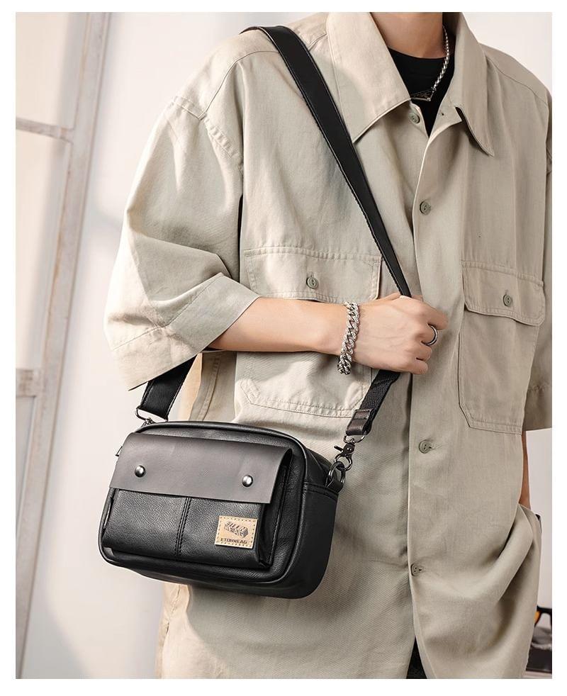 Faux Leather Flap Crossbody Bag Product Image