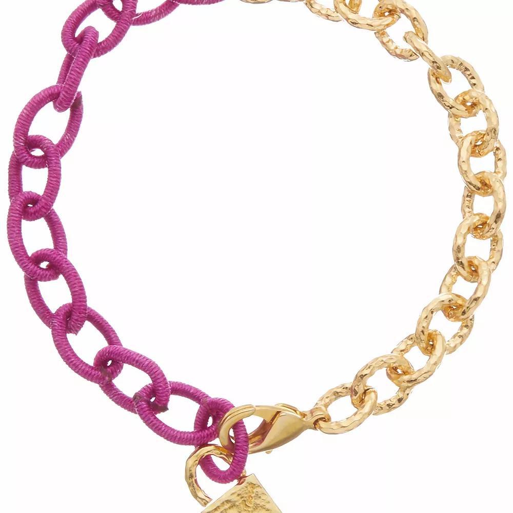 Juvell 18k Gold Plated Pink Accent Lock Charm Bracelet, Women's, Size: 6.5-7.5"AD, Gold Tone Product Image
