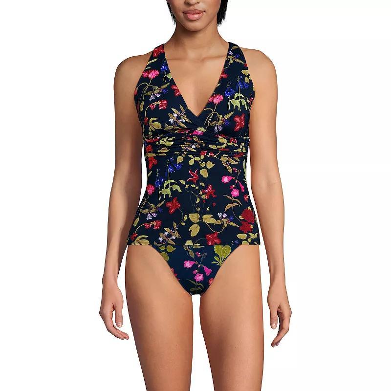 Women's Lands' End V-Neck Plunge X-Back Tankini Top, Size: XL, Dark Red Product Image