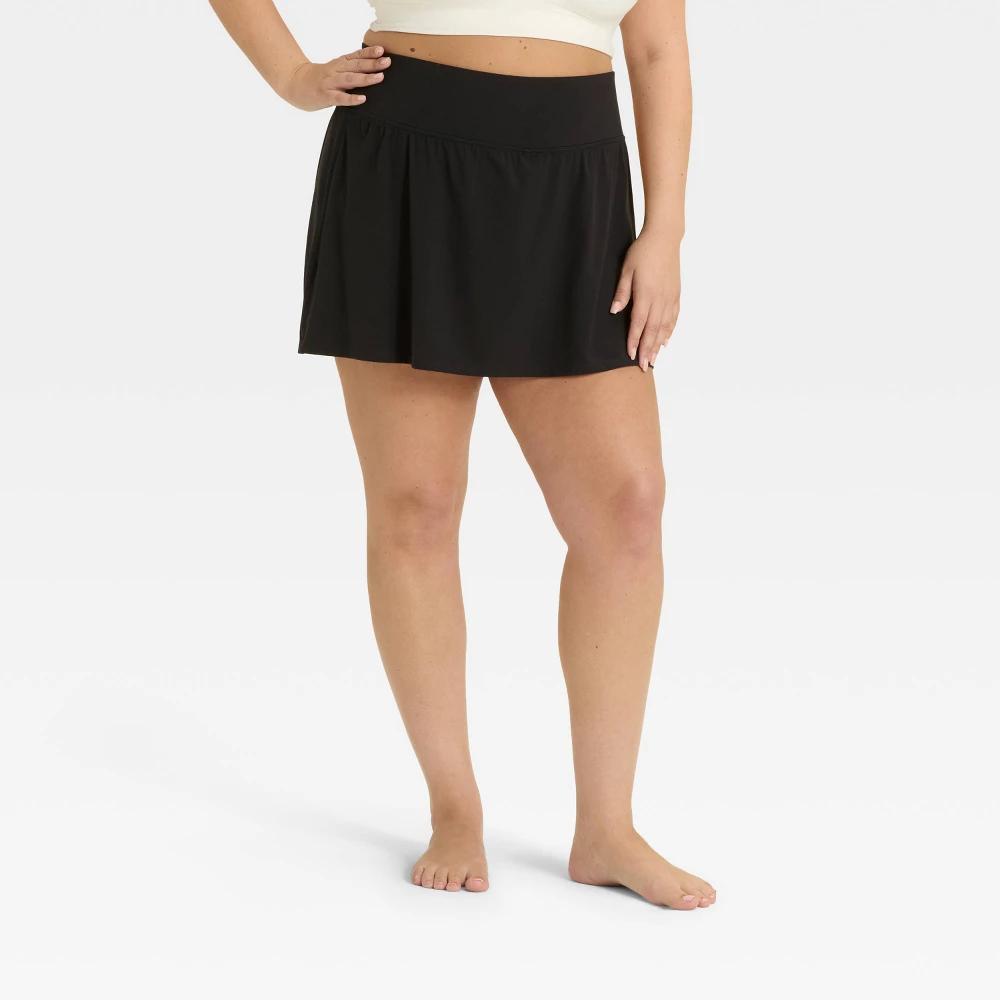 Women's Everyday Soft Mid-Rise Skort 14.5" - All In Motion™ Black XL: Moisture Wicking, Quick Dry, Fit Product Image