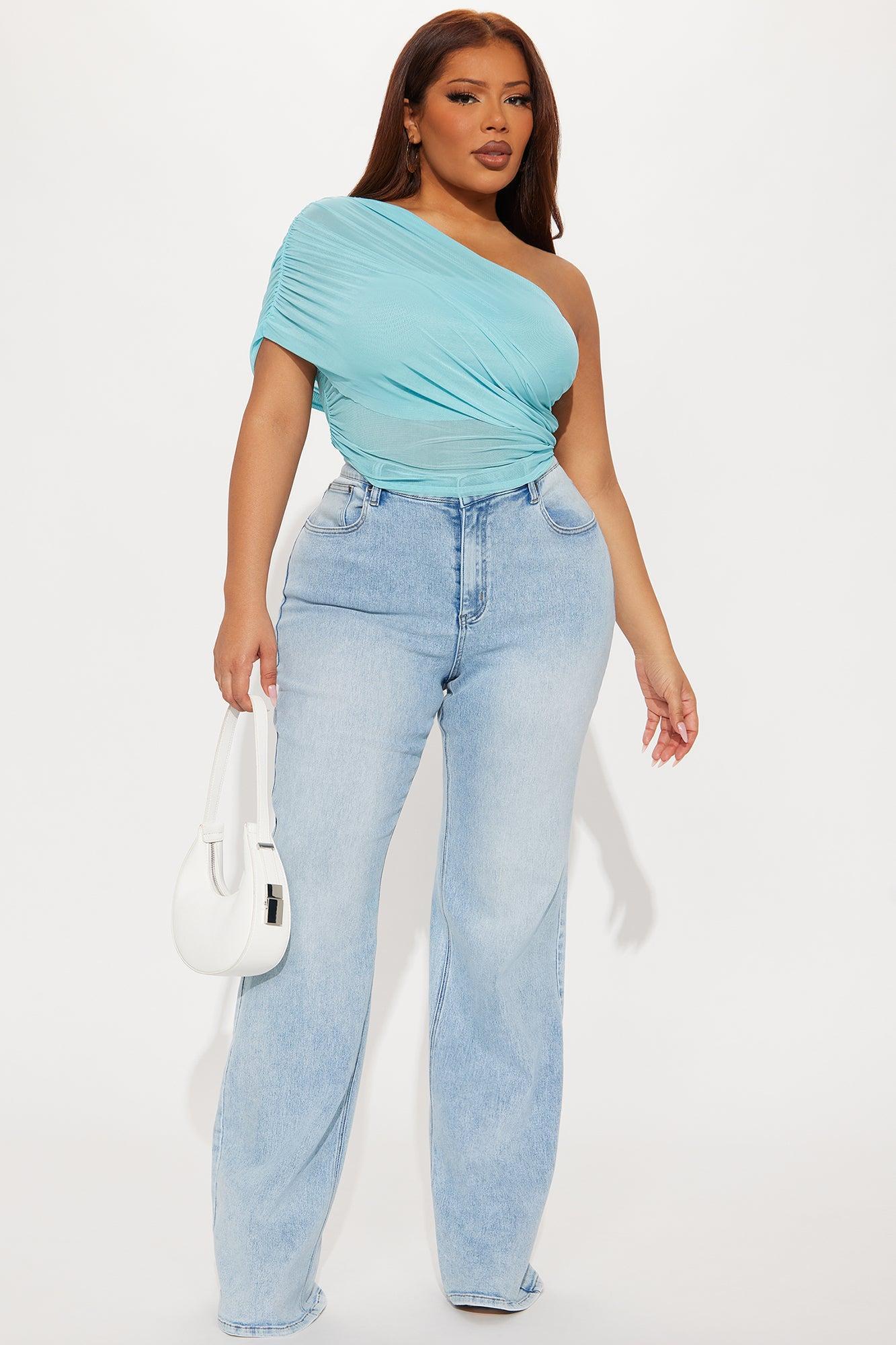 Tall Make My Day Stretch Wide Leg Jeans - Light Wash Product Image