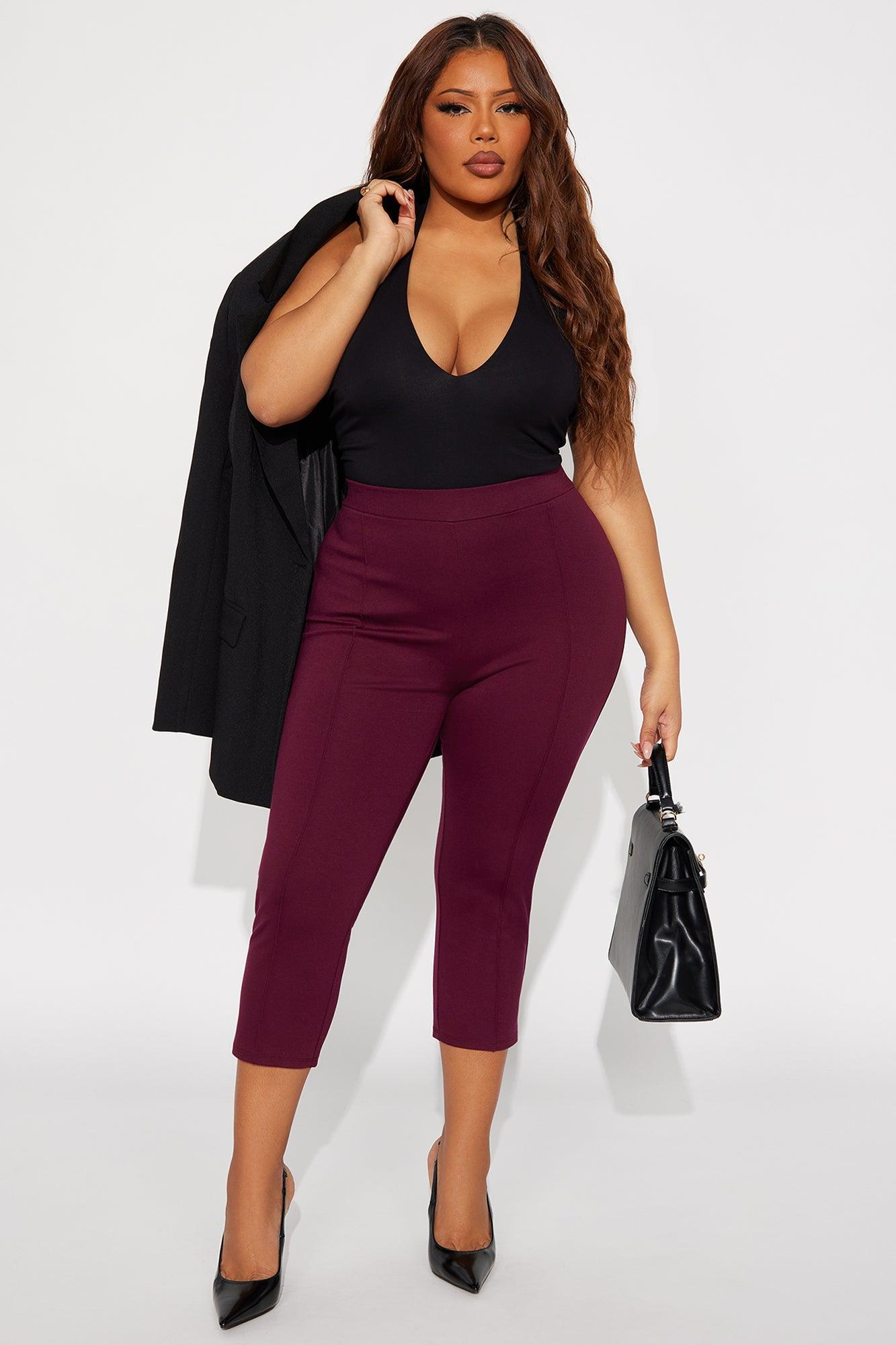 Daniella Pintuck Ponte Capri Legging - Burgundy Product Image