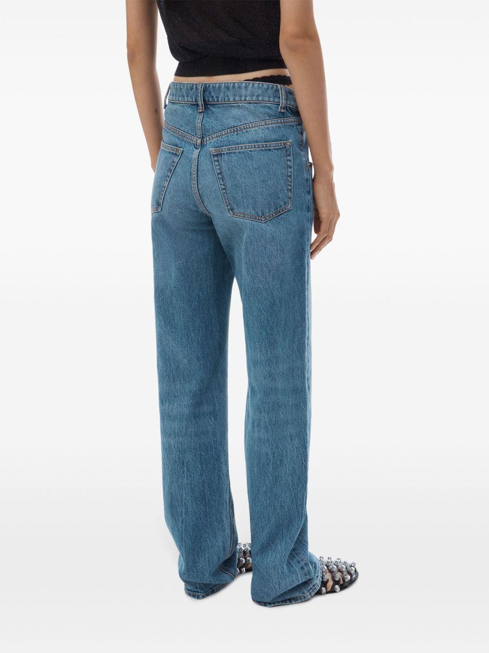 asymmetrical waistband lace jeans Product Image