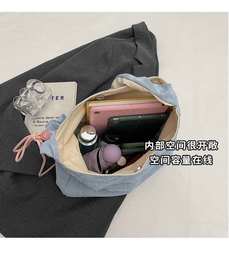 Ruched Strap Faux Leather Tote Bag Product Image