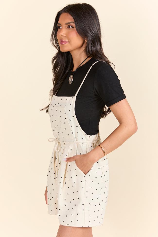 Better Perspective Black and White Daisy Denim Romper Product Image
