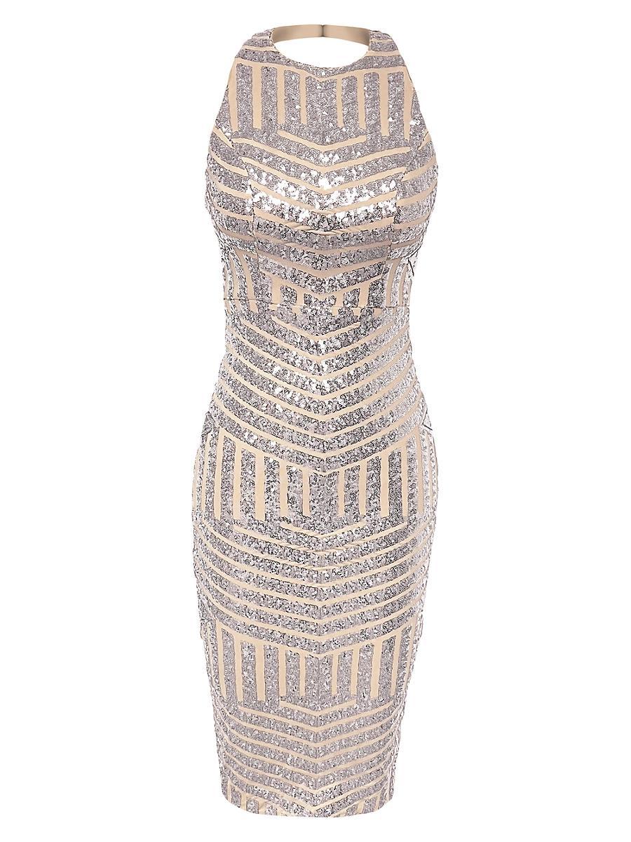 Womens Cleo Sequined Halterneck Midi Dress Product Image