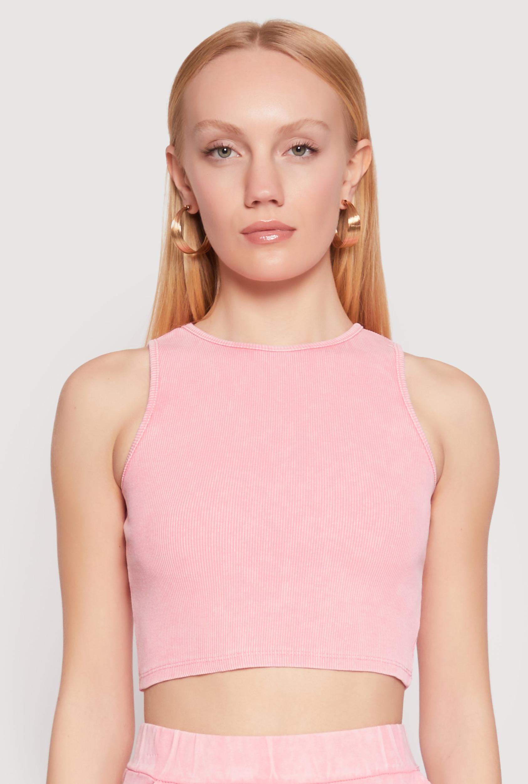 Womens Mineral Wash Ribbed Knit Crop Top Product Image