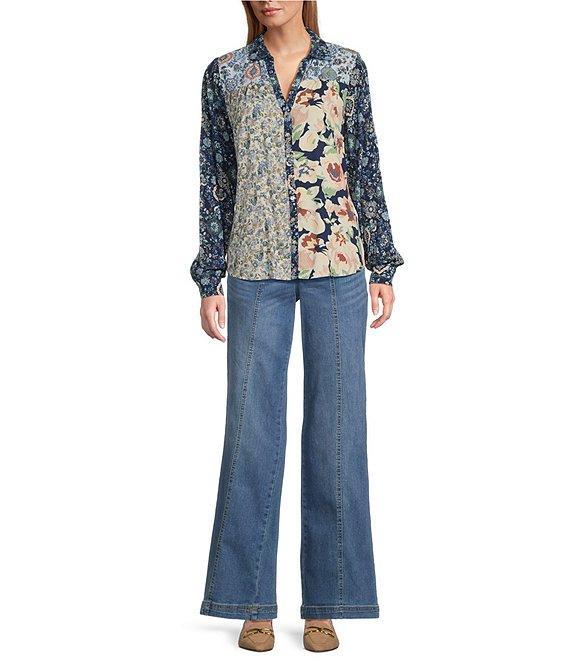 Nurture by Westbound Woven Long Sleeve Floral Print Button Down Top Product Image