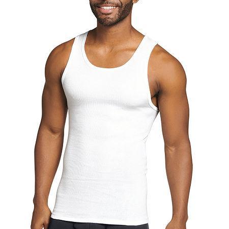 Men's Jockey® 4-Pack Fitted Tank Top A-Shirts, Size: Medium, White Gray Black Product Image