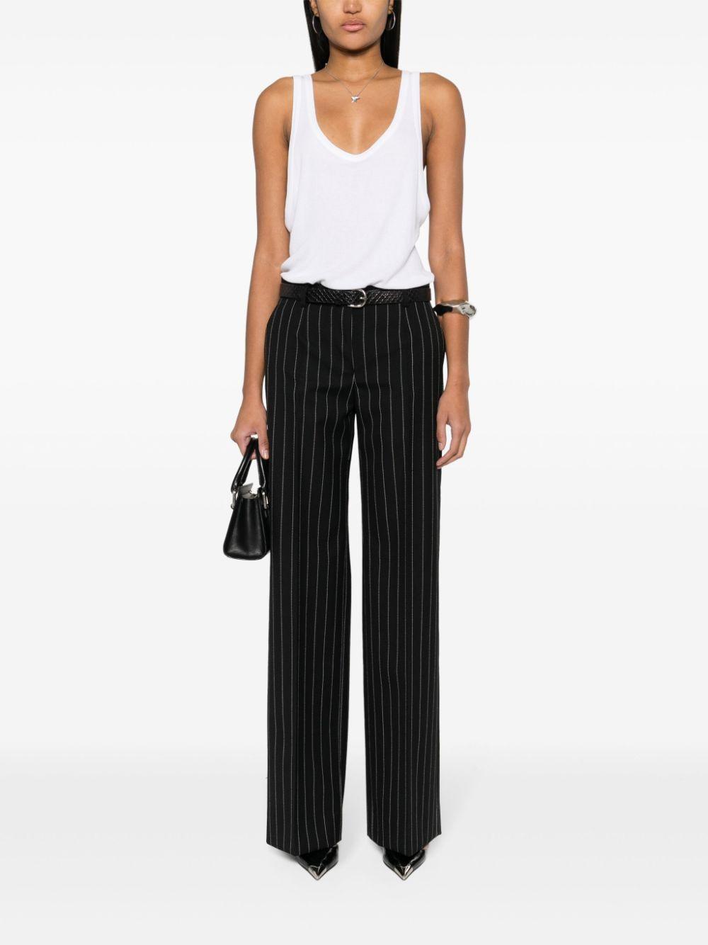 DOLCE & GABBANA Pinstriped Straight-leg Trousers In Black Product Image