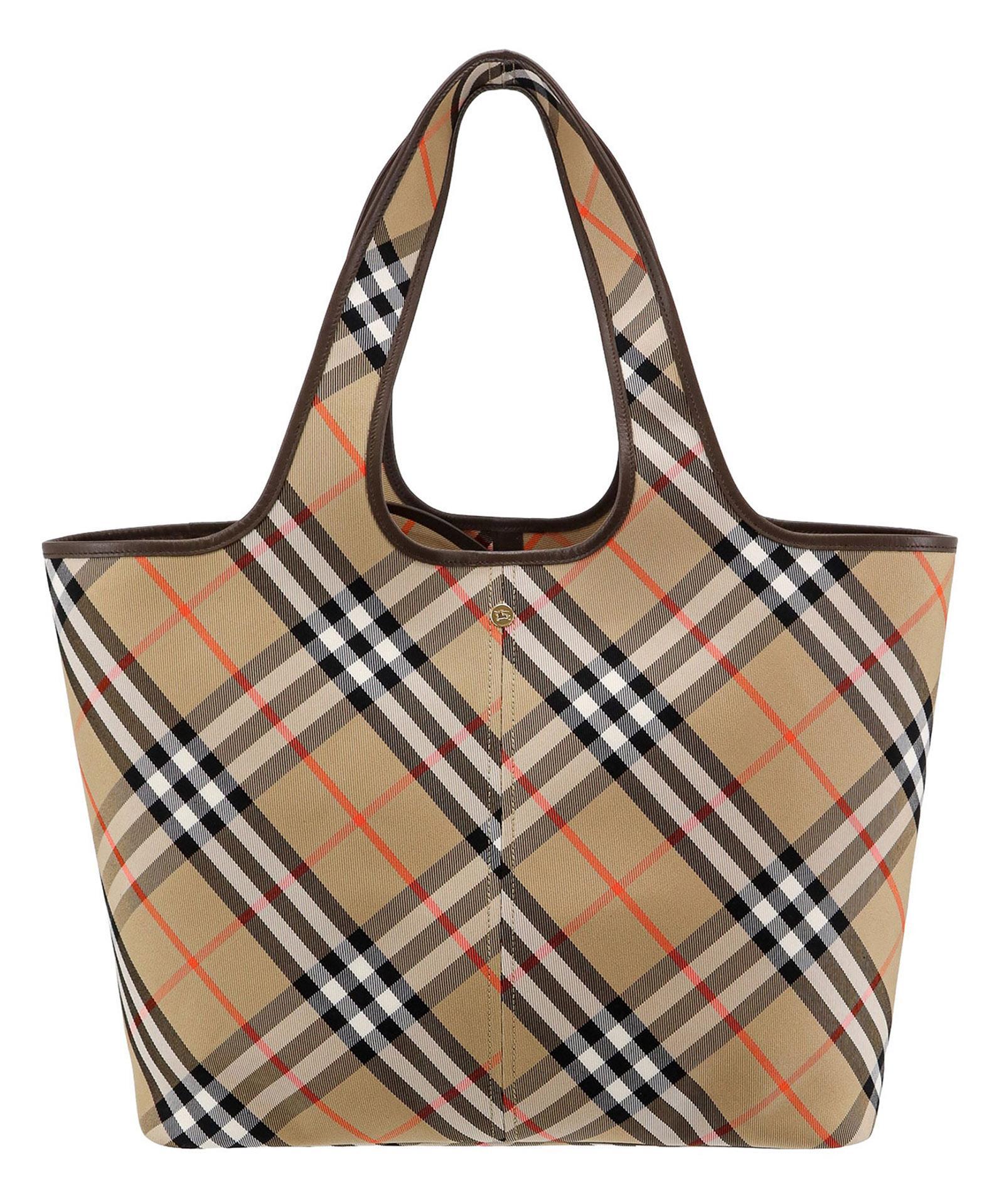 BURBERRY Check Medium Tote Bag In Beige Product Image