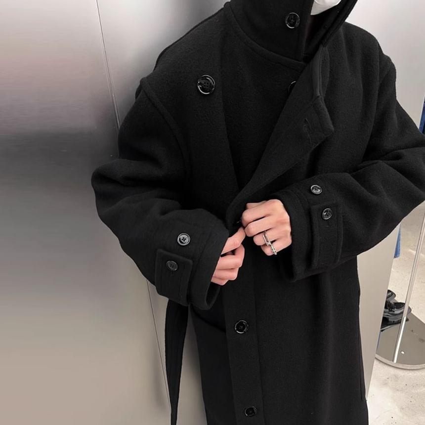 Button-Up Plain Long Coat Product Image