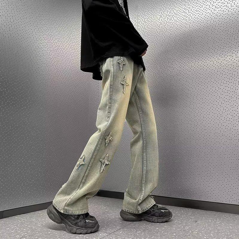 Sopula Retro Hiphop Star Embroidered Jeans Product Image