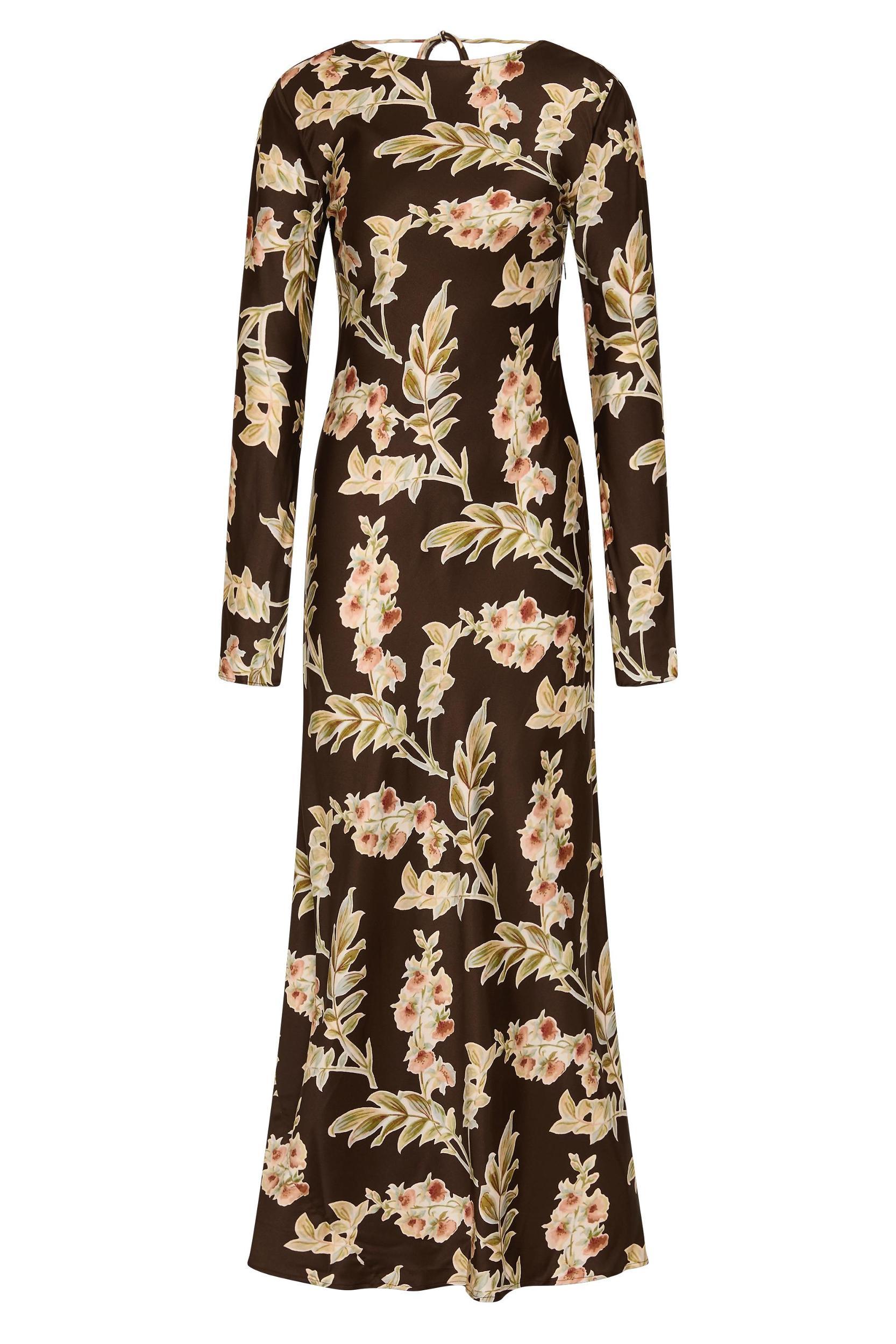 Yolaine Midi Dress Jardin Floral Chocolate Product Image