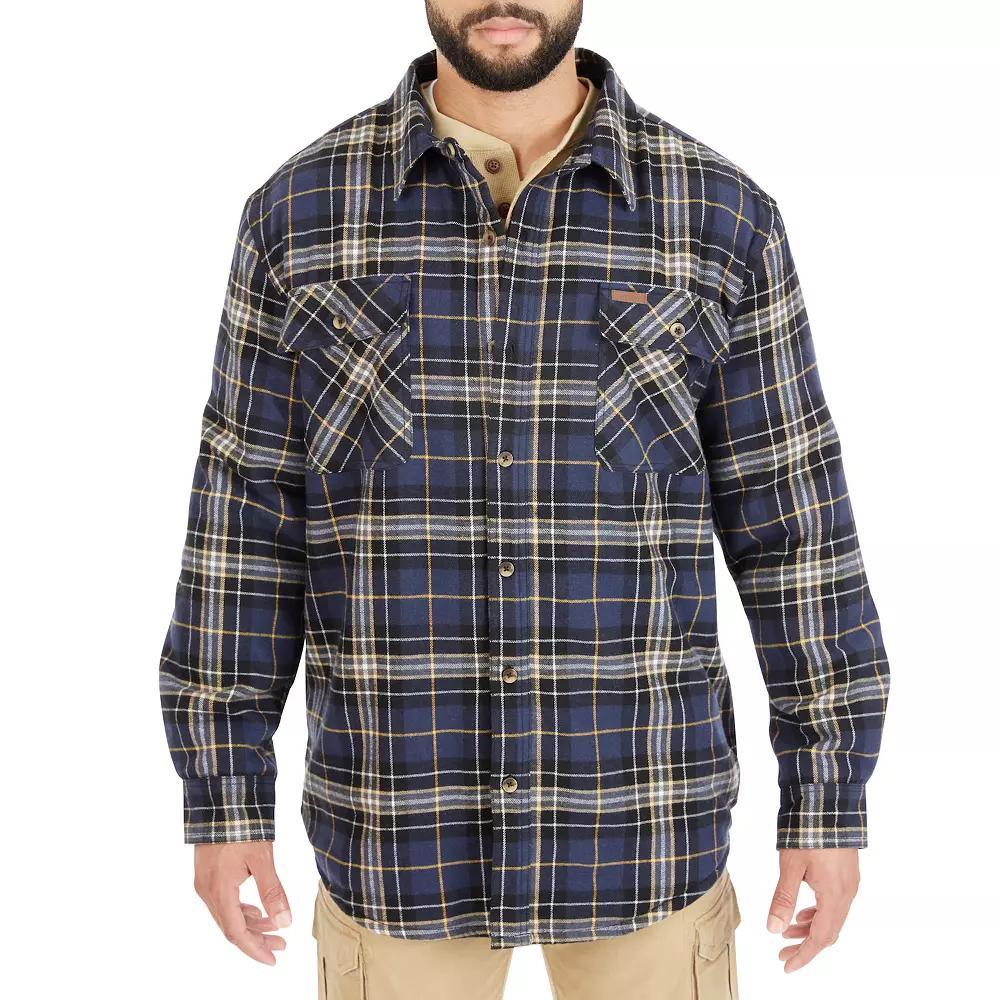Men's Smith's Workwear Plaid Sherpa-Lined Cotton Flannel Shirt Jacket, Size: XXL, Red 437 Product Image