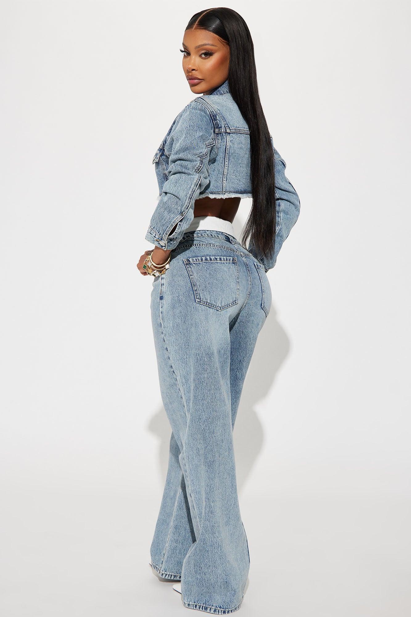 Nori Denim Washed Pant Set - Medium Wash Product Image