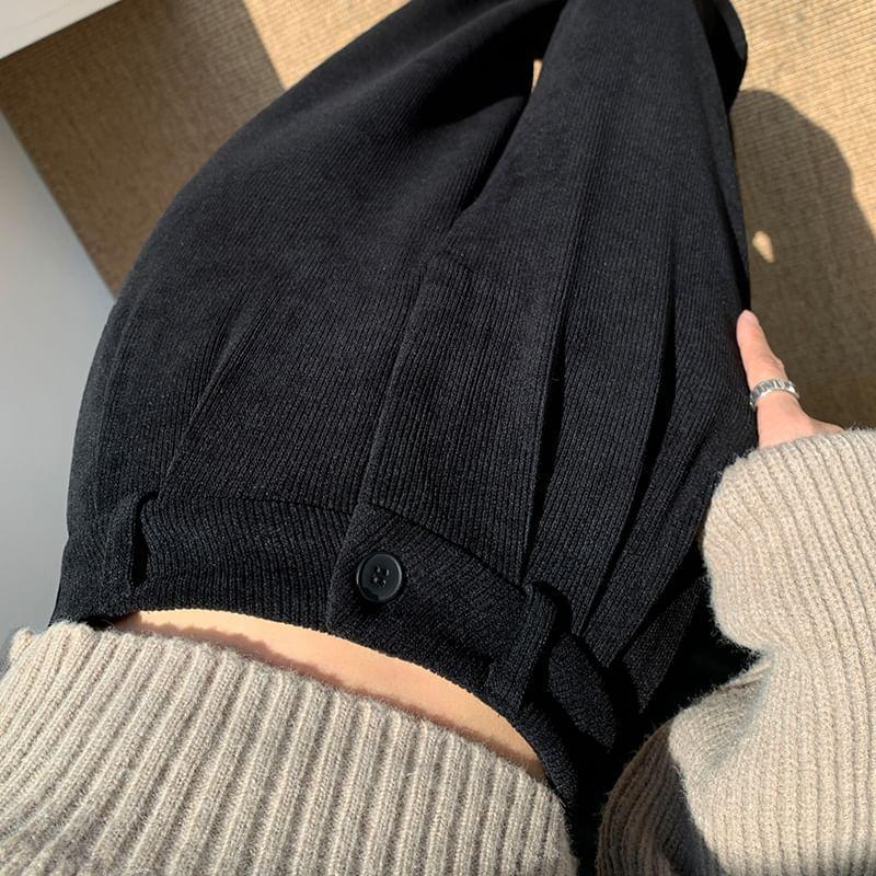 High Waist Plain Loose Fit Pants Product Image
