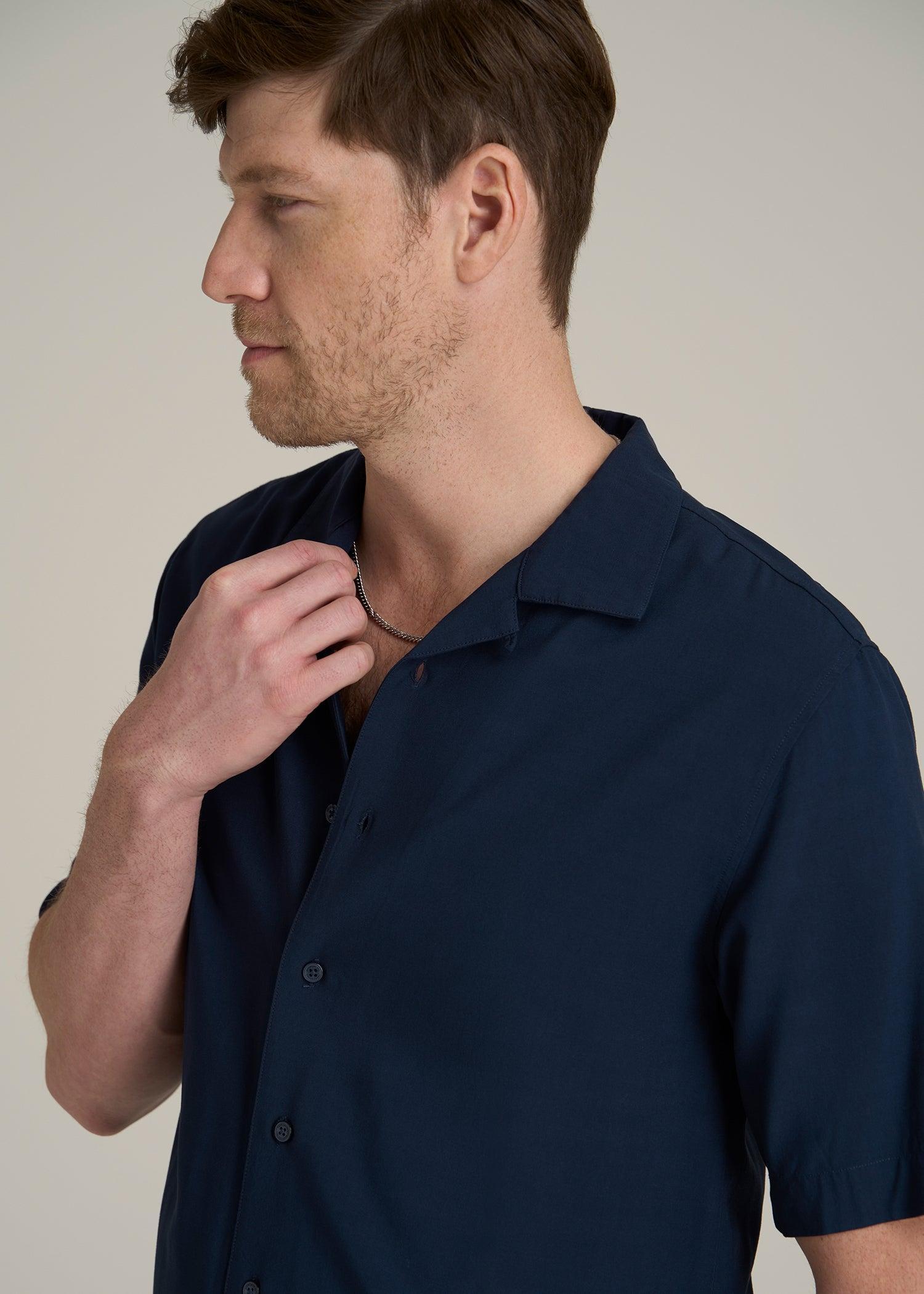Short Sleeve Resort Shirt for Tall Men in Navy Product Image