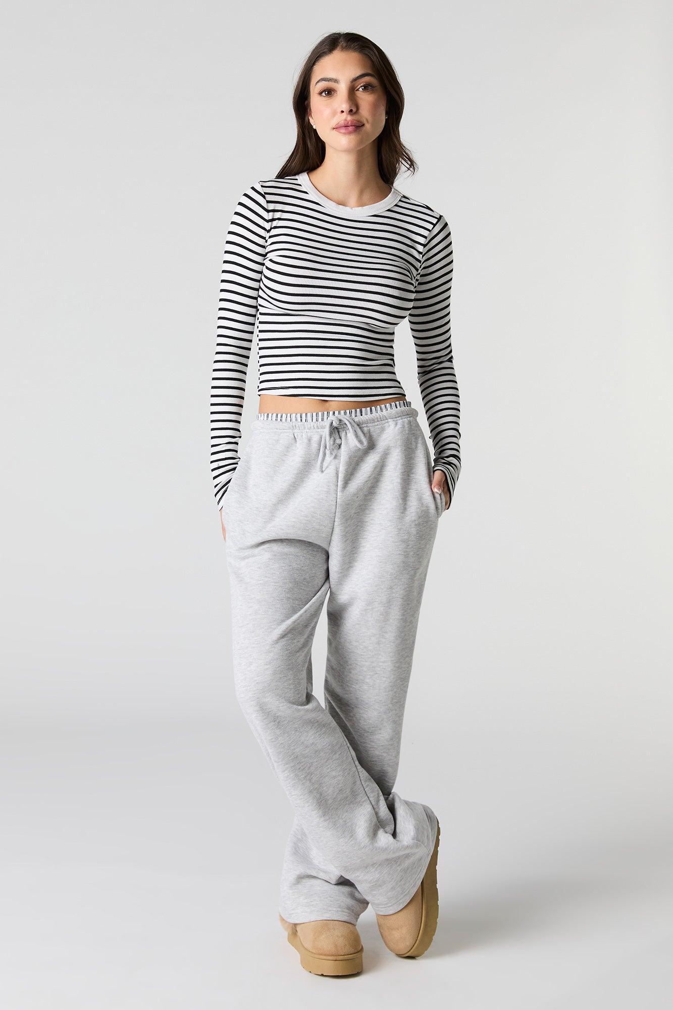 Ribbed Long Sleeve Skimmer Top Female Product Image