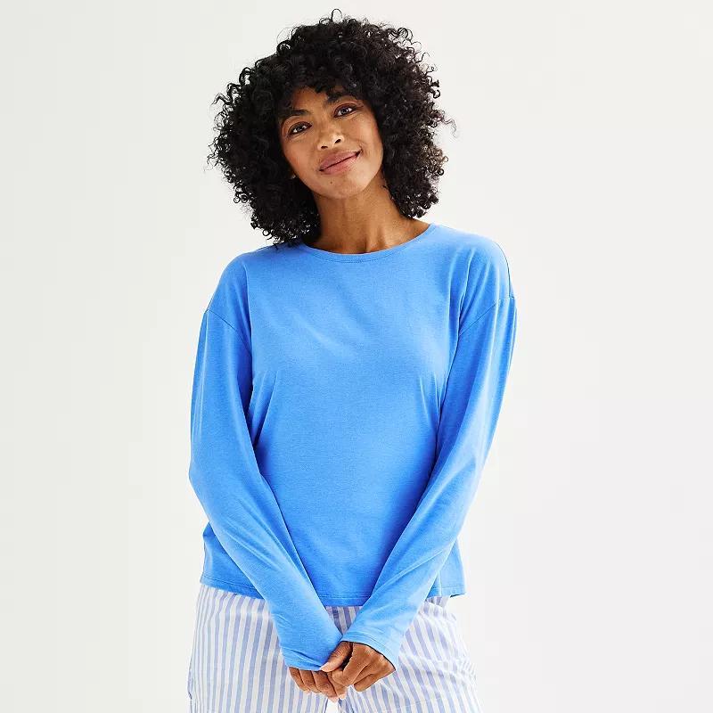 Women's Sonoma Goods For Life® Drop-Shoulder Long Sleeve Sleep Tee, Size: XS, Mineral Black Product Image