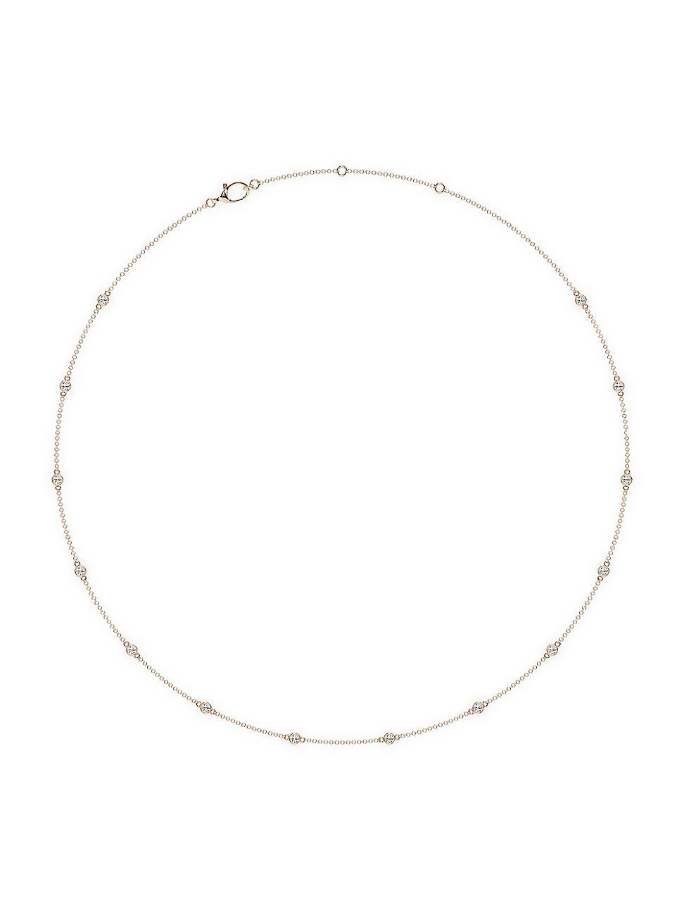 Womens 14K Rose Gold & Lab-Grown 14-Diamond Station Necklace/0.70 2.10 Tcw - Product Image