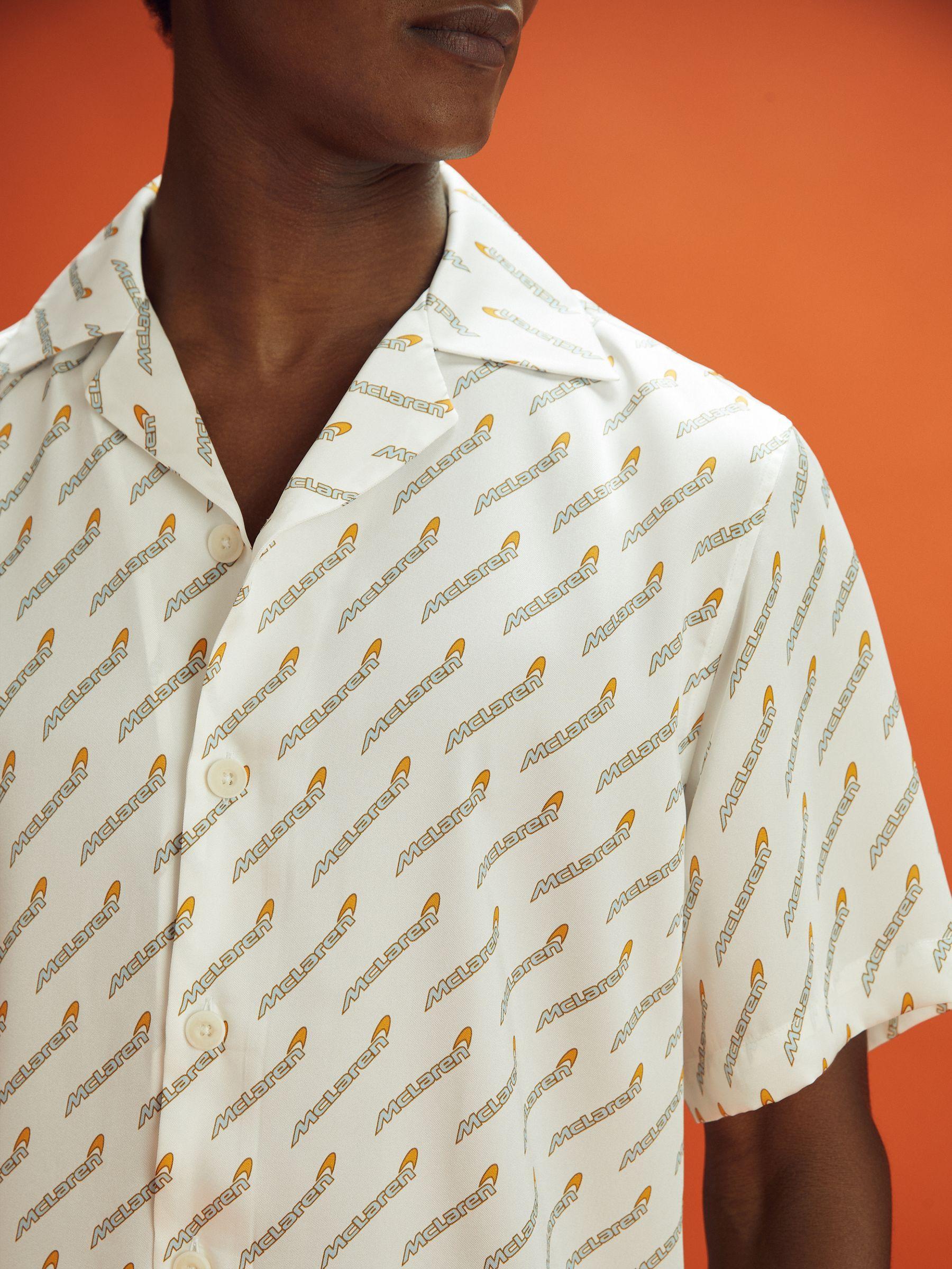 McLaren F1 Monte Carlo Exclusive Cuban Collar Shirt in White Multi Product Image