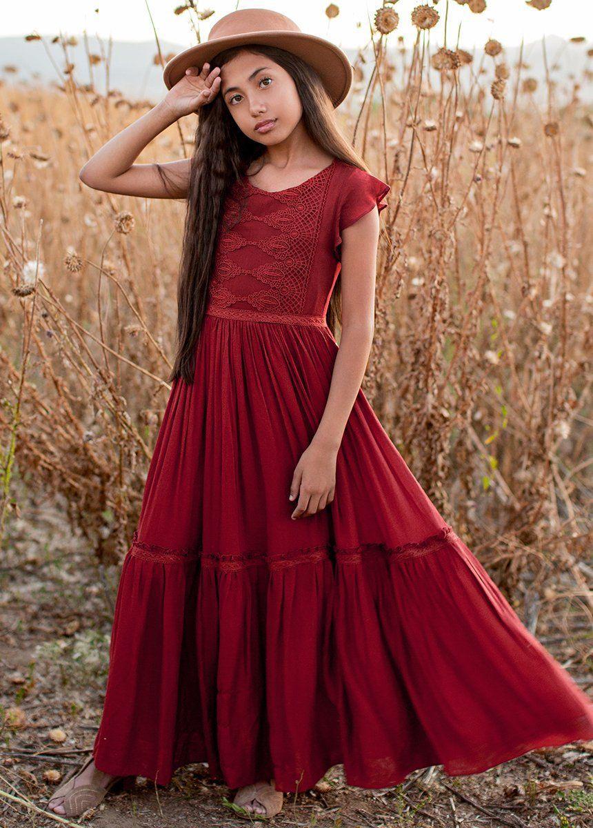 Viola Dress in Crimson Girls Product Image
