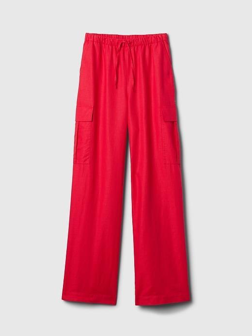 Mid Rise Linen-Cotton Pull-On Cargo Pants Product Image