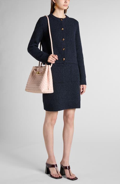 BOTTEGA VENETA Knot-button Boucle Knit Cardigan In Blue Product Image