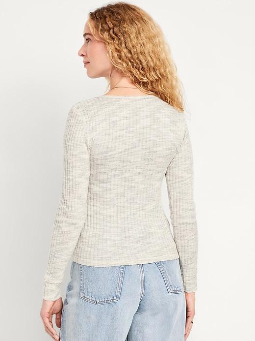 Ribbed Henley Top Product Image