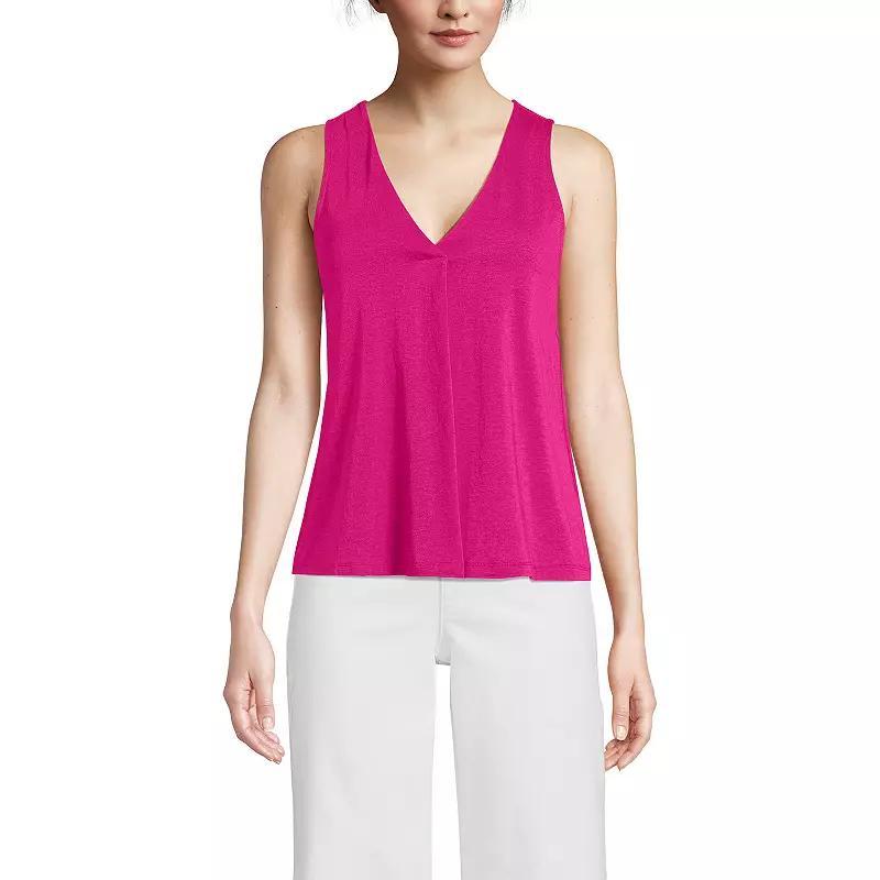 Women's Lands' End Lightweight Jersey V-Neck Tank Top, Size: Medium, Warm Tawny Brown Product Image