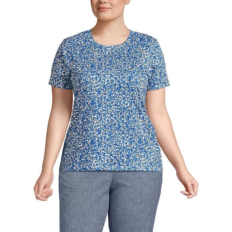 Plus Size Lands' End Relaxed Supima Cotton Crewneck Tee, Women's, Size: 1XL, Pale Yellow Product Image
