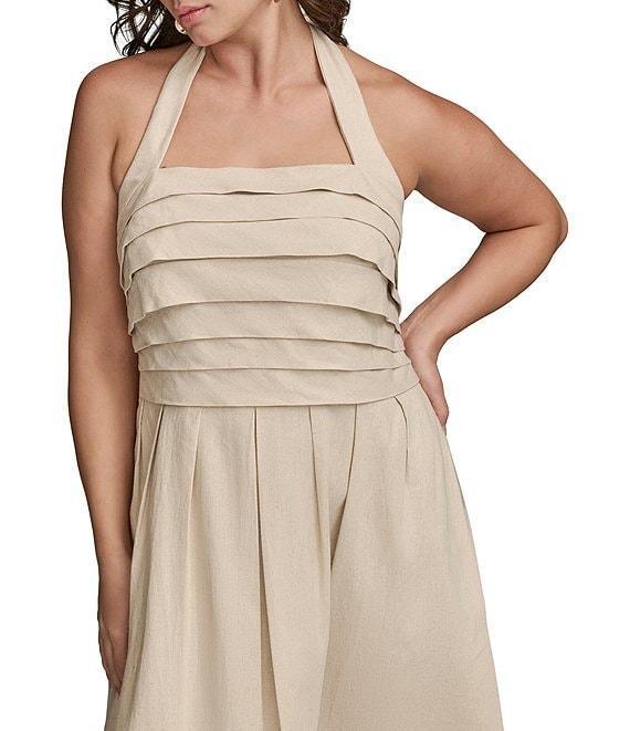 Donna Karan Plus Size Halter Neck A-Line Midi Dress Product Image