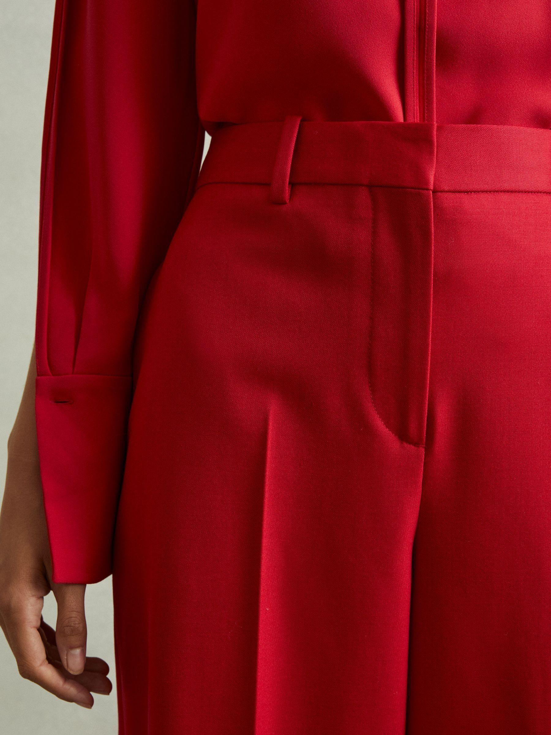 Wool Blend Wide Leg Tux Trousers in Red Product Image