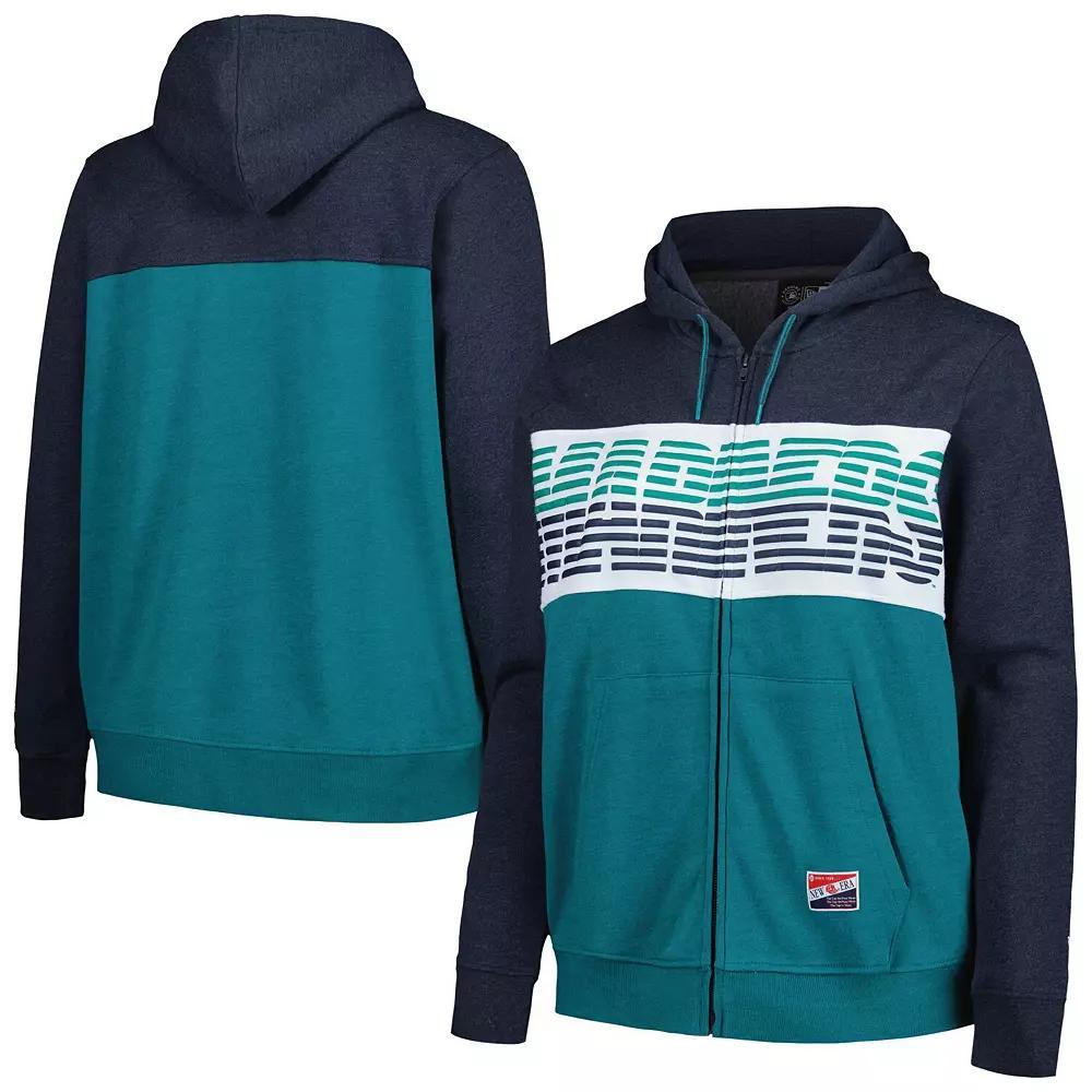 Women's New Era Aqua Seattle Mariners Plus Size Color Block Full-Zip Hoodie, Size: 1XL, Turquoise A Product Image