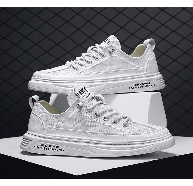 Lettering Lace-Up Platform Sneakers Product Image