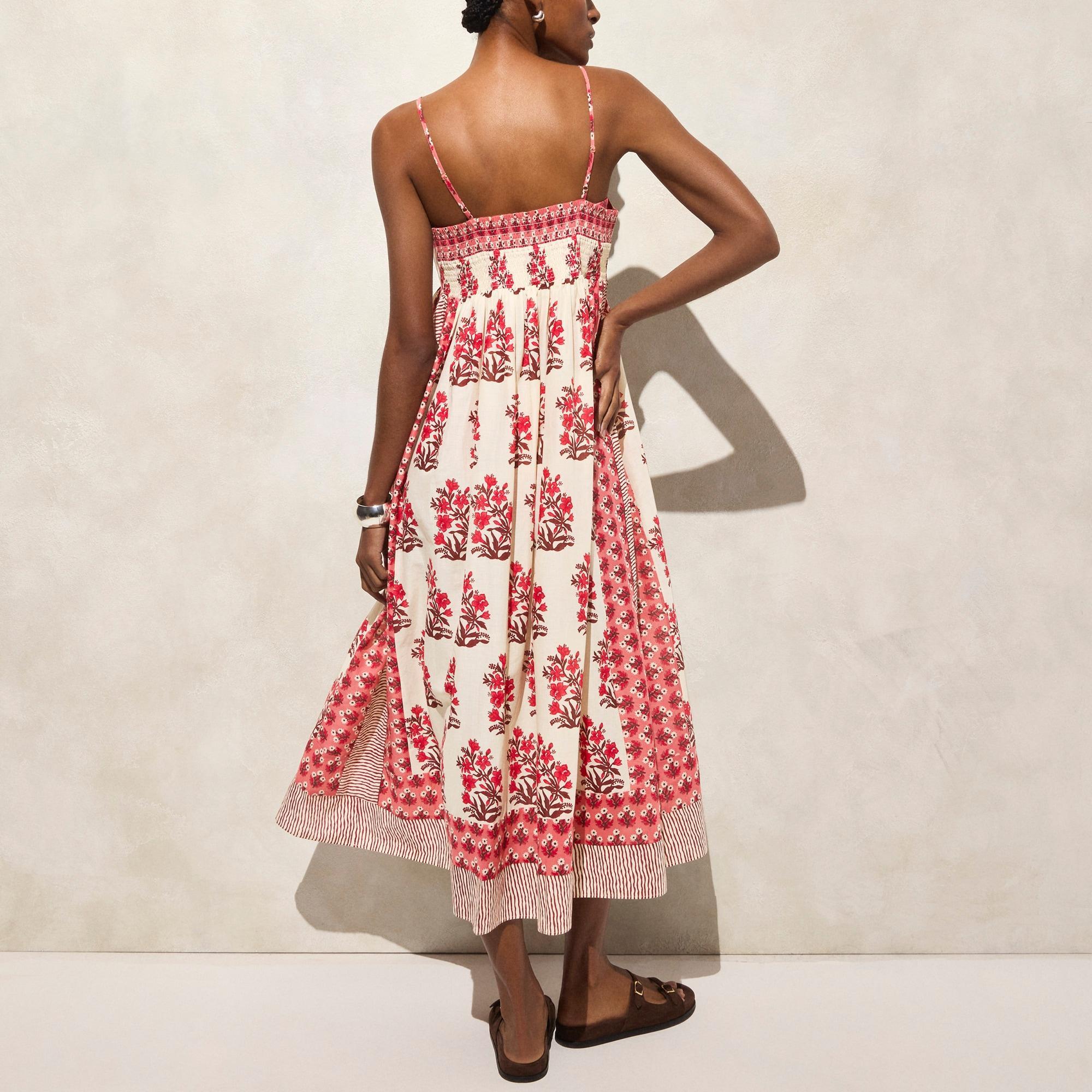 Cotton voile midi dress in block print Product Image