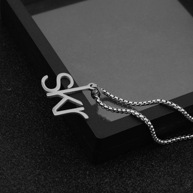 Lettering Pendant Box Chain Necklace Product Image