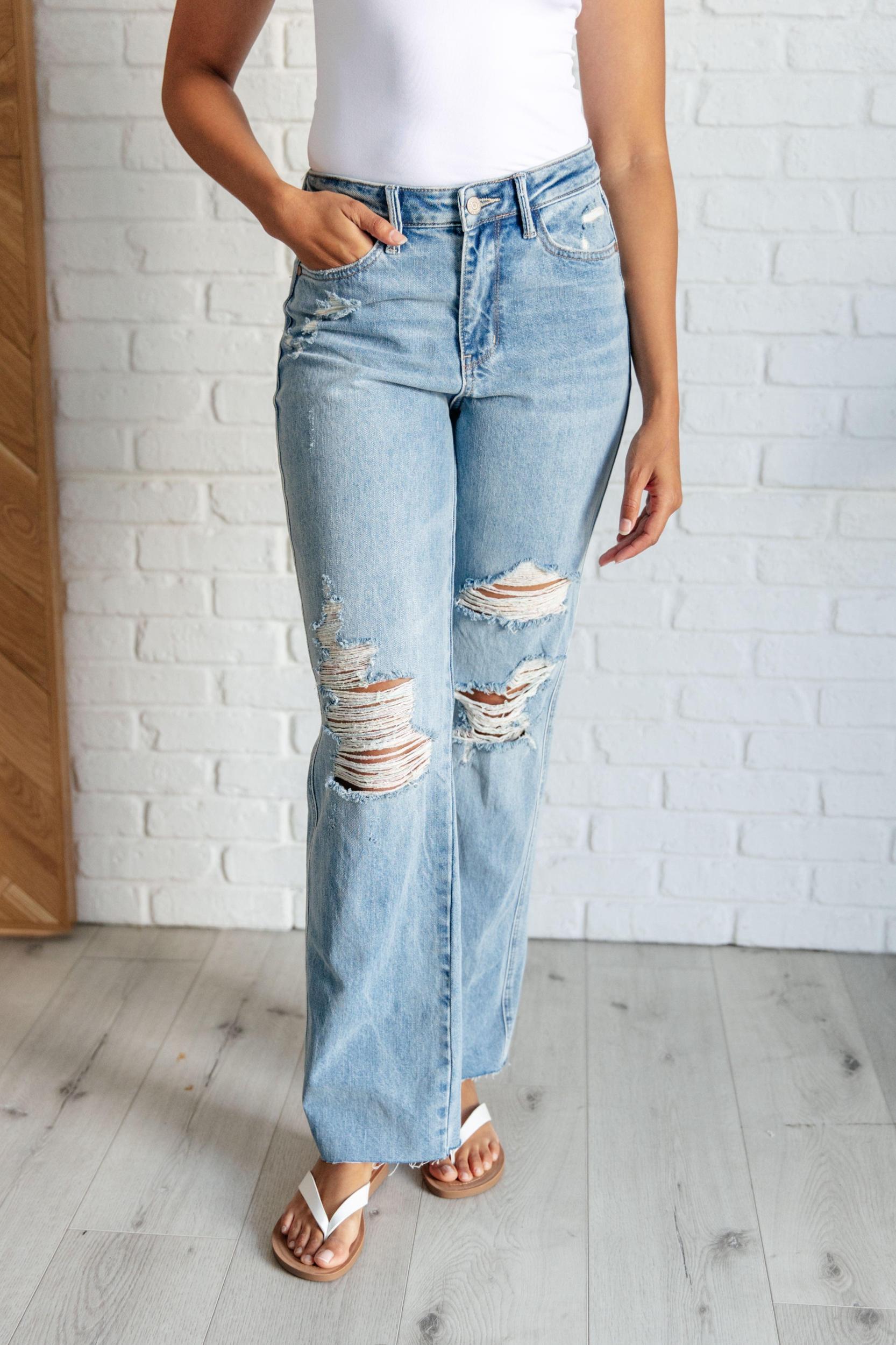 Selena High Rise Distressed 90's Straight Jeans in Bone (Online Exclusive) Female Product Image