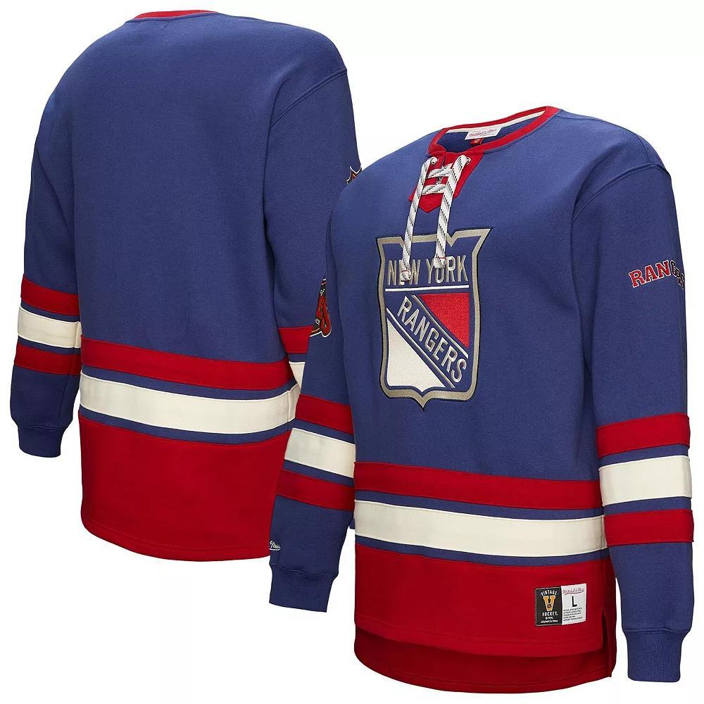 Men's Royal New York Rangers Heritage Lace-Up Pullover Sweatshirt, Size: 3XL, Ran Blue Product Image