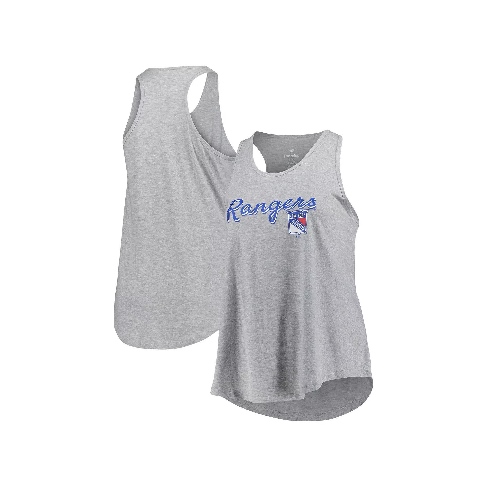 Women's Fanatics Branded Heather Gray New York Rangers Plus Size Racerback Tank Top, Size: 2XL, Ran Grey Product Image